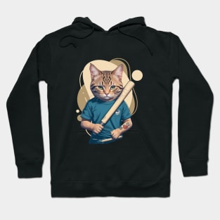 Baseball Bat Cat Hoodie